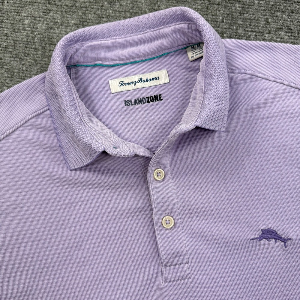 Tommy Bahama IslandZone Medium Polo Shirt Lavender Stripe‎ Modal Blend Men's